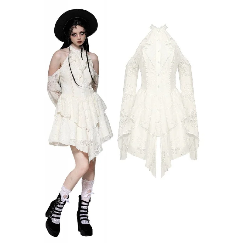 Women's Steampunk Ripped Off Shoulder Dress Beige Practical Women's Multi - 