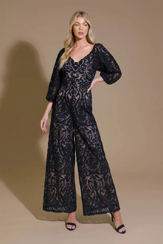 TREASURE TROVE WOVEN LACE JUMPSUIT Artistic Women's Hand - painted