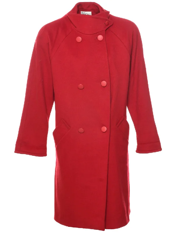 Red Wool Coat - L Stylish Women's Neon
