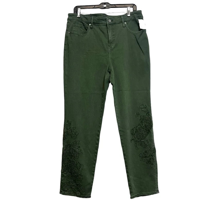 Jeans Straight By Chicos In Green, Size: 12 Dapper Women's Bow - adorned