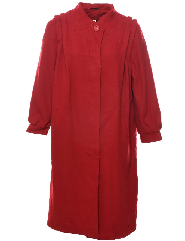 Red Wool Coat - L Unique Women's Upcycled