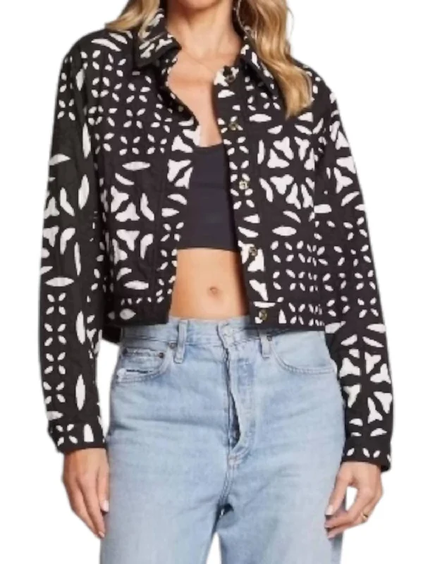 Geometric Jacket In Black/white Preppy Women's College