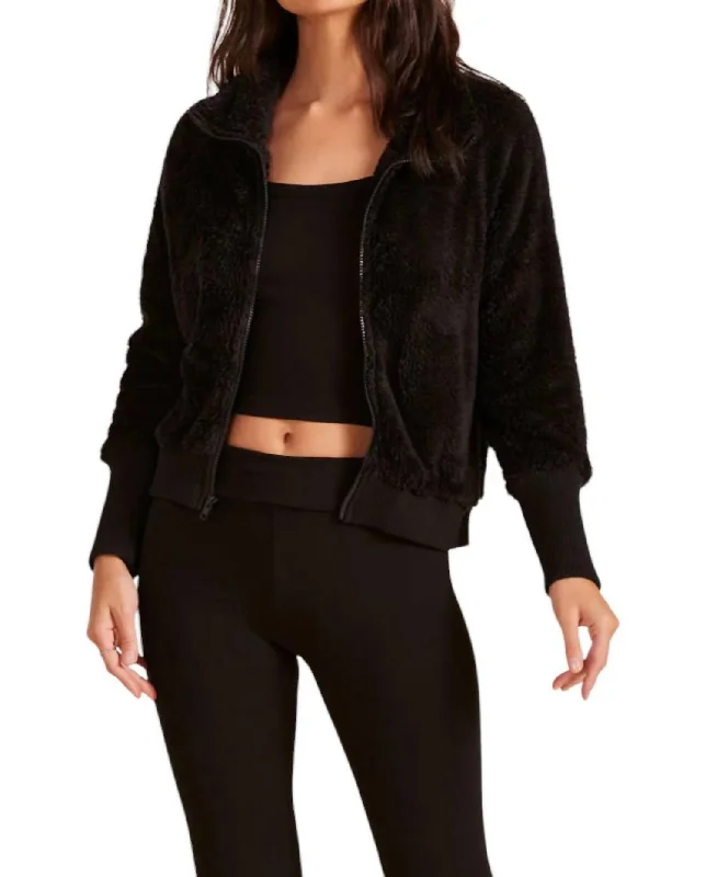 Zip Front Funnel Neck Jacket In Black Business