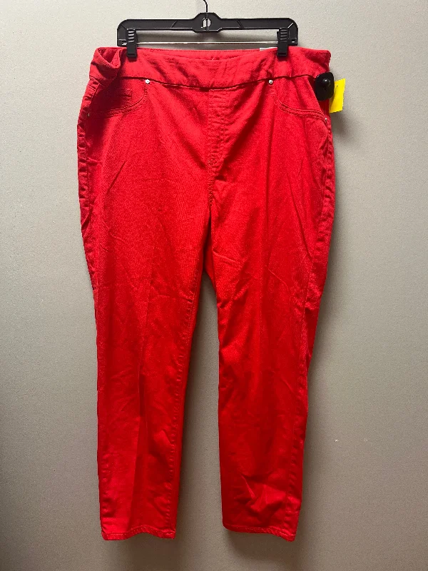 Jeans Jeggings By Chicos In Red Denim, Size: 18 Geometric