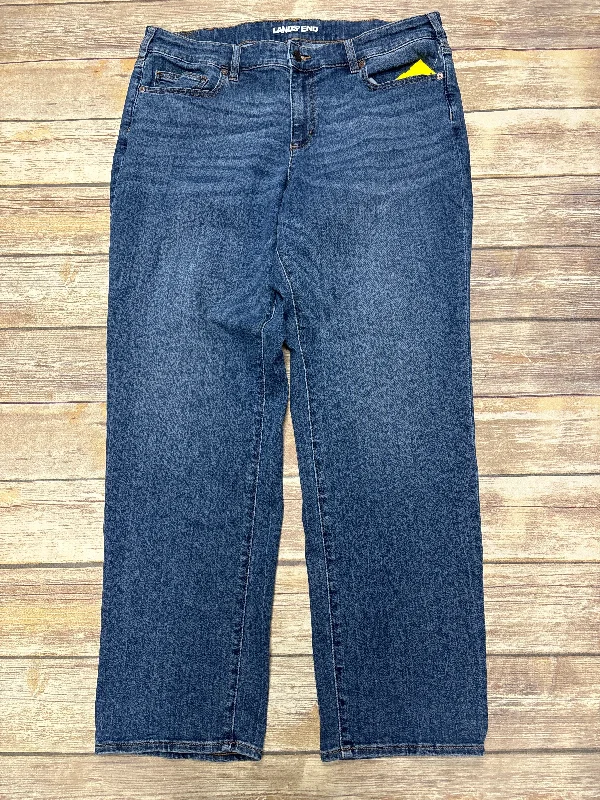 Jeans Straight By Lands End In Blue Denim, Size: 18 Cashmere