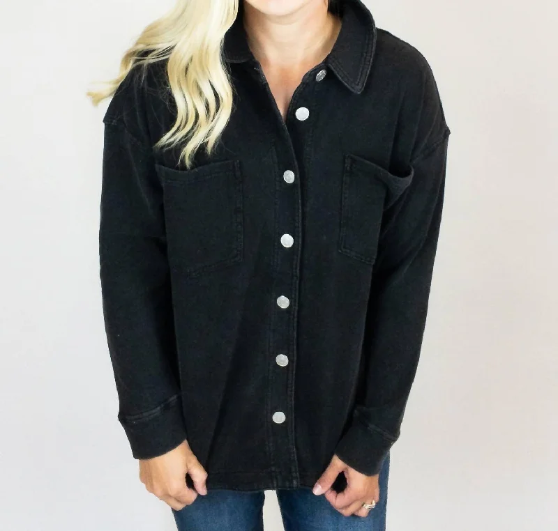 Soft Shacket In Charcoal performance