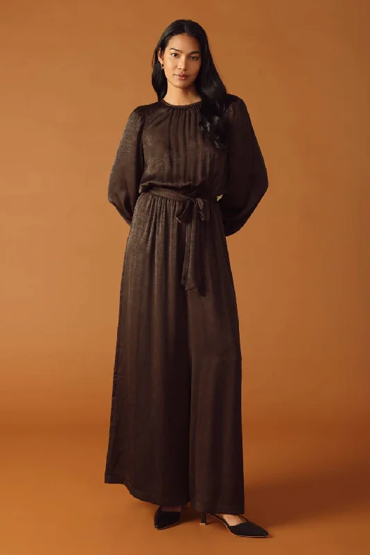 ANGEL EYES BROWN WOVEN JUMPSUIT British Gentlewoman Style
