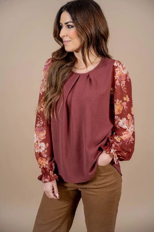 Rose Sleeve Solid Body Blouse Adventure