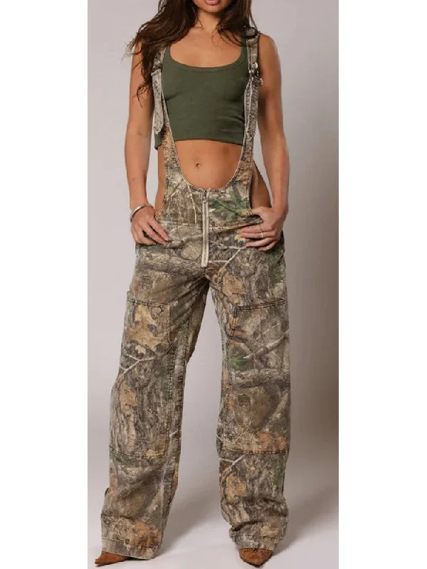 Camouflage Print Loose Ankle Strap Overalls Bohemian Women's Free