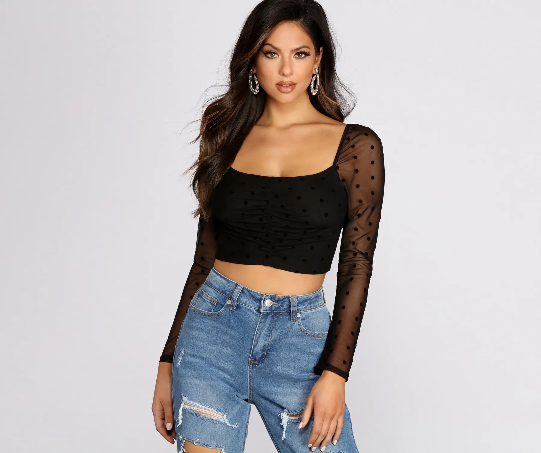 Polka Dot Princess Mesh Crop Top British Gentlewoman Style