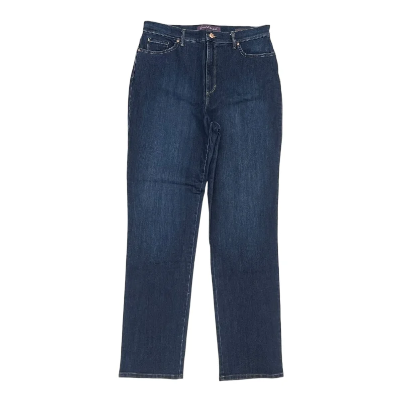 Jeans Straight By Gloria Vanderbilt In Blue Denim, Size:14 Sleek Women's Metallic
