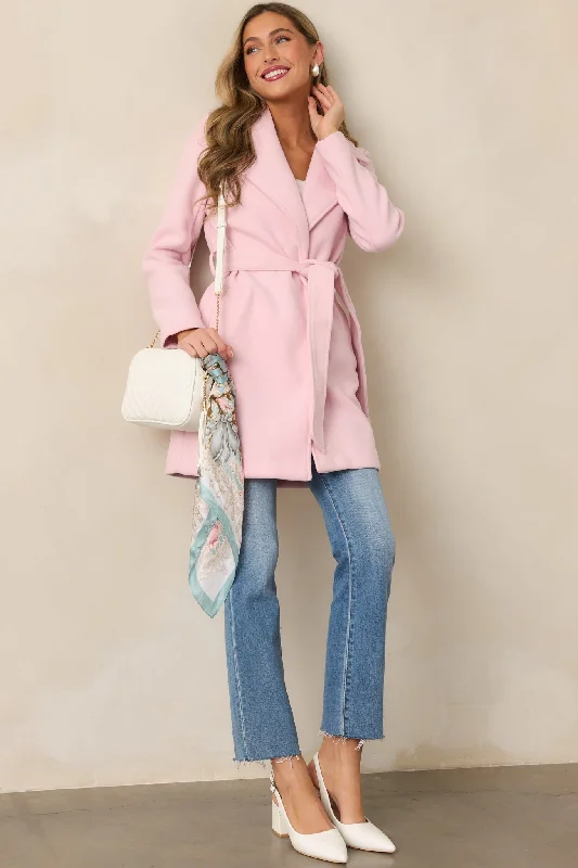 A Walk Through The City Light Pink Coat Streetwear Style for 