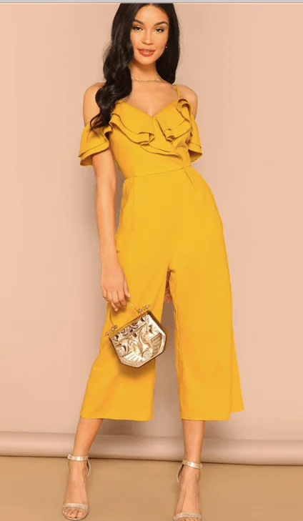GOLDEN RUFFLES JUMPSUIT Dapper Women's 1920S