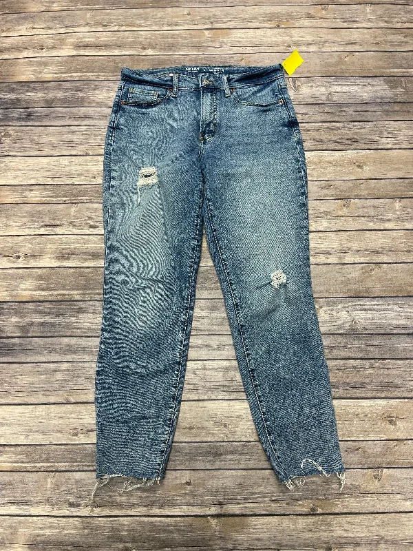 Jeans Straight By Old Navy In Blue Denim, Size: 6 Artistic Women's Hand - painted