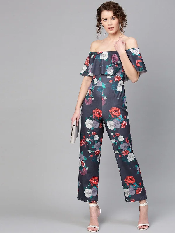 Floral Scuba Jumpsuit Hip Women's Urban