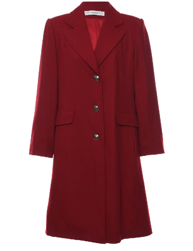Maroon Wool Coat - M Casual Women's Japanese 