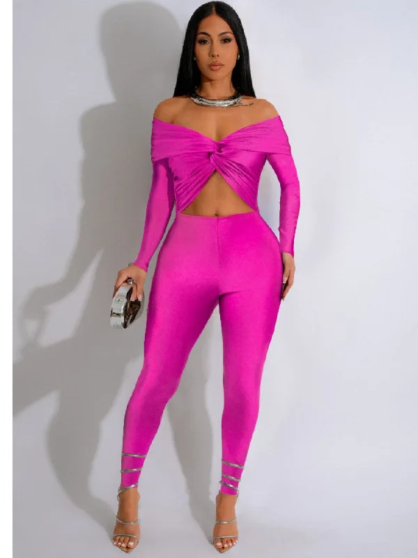 Hollow-out Ruched Off Shoulder Jumpsuits Relaxed Women's 