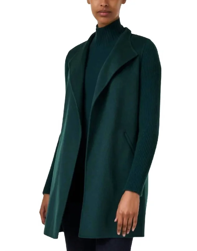 Rib Sleeve Coat In Cypress Australian Beach