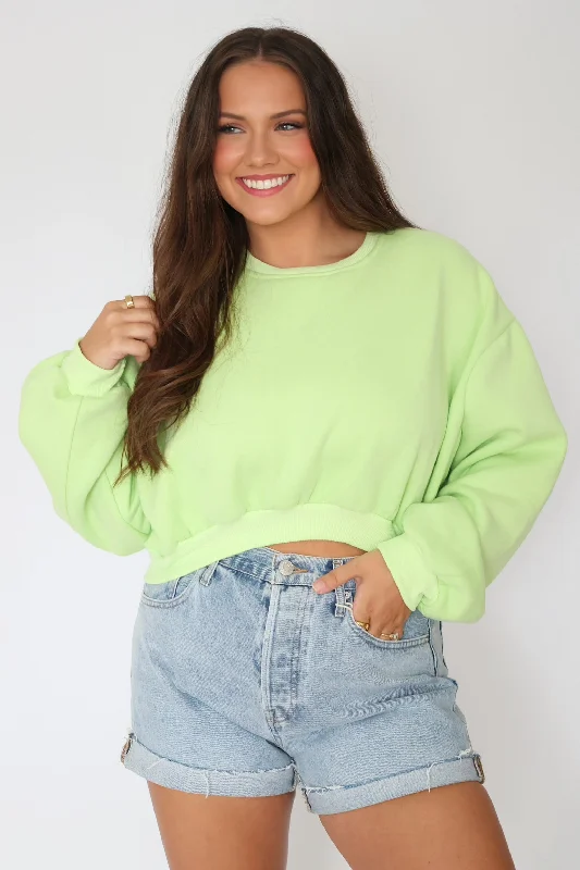 Mollie Cropped Sweatshirt - Lime performance