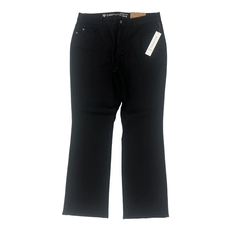 Jeans Boot Cut By Coldwater Creek In Black Denim, Size:14 Geometric