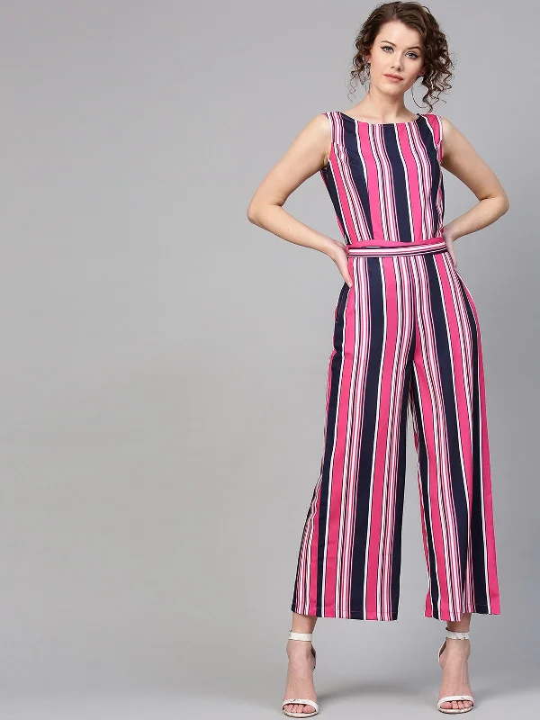 Stripes Jumpsuit Casual Women's Loose - fitting