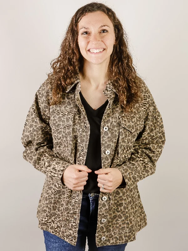 Mocha Leopard Twill Jacket Dynamic Women's Moto