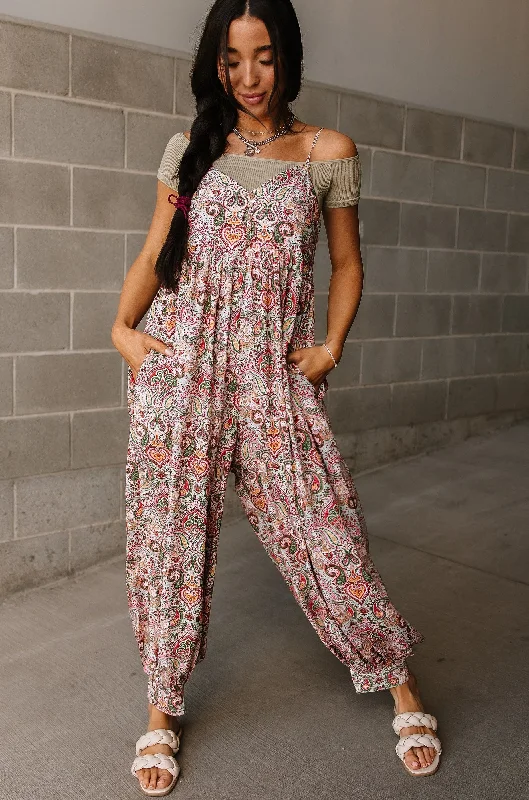 Paisley Boho Jumpsuit Cool Women's Distressed