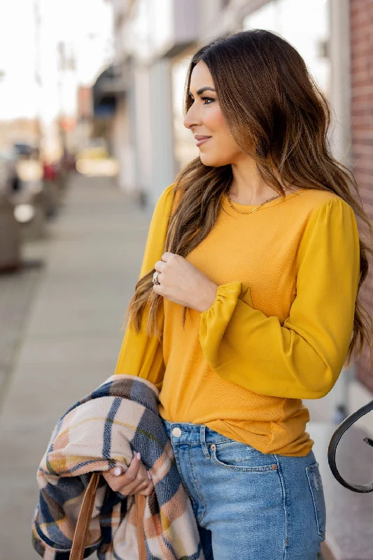 Simple Ribbed Body Blouse Sleeve Tee Compression