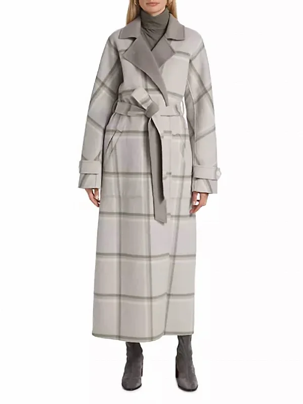 Leone Reversible Double Face Wool Coat In Grey/sage Artistic Women's Avant - 