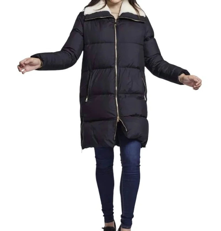 Down Coat In Black Cashmere