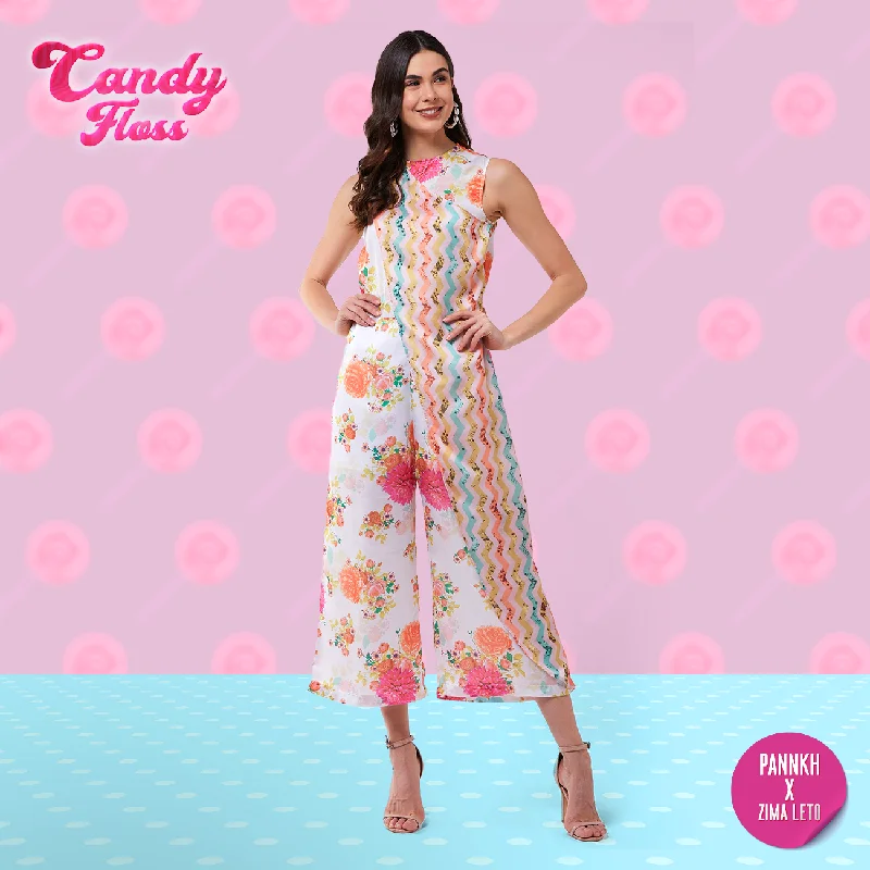 Candy Inspired Digital Printed Wrapped Jumpsuit Laid - back Women's Style