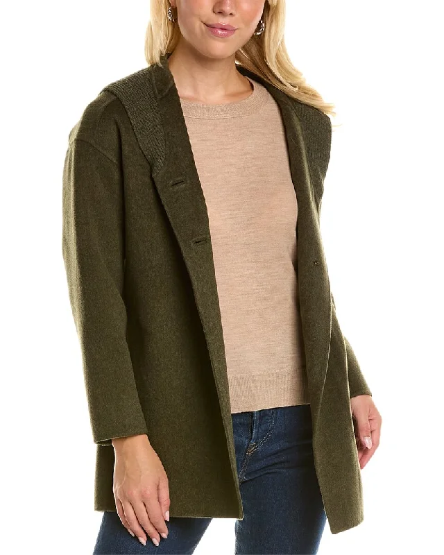 Forte Cashmere Hooded Wool & Cashmere-Blend Coat Rugged Women's Outdoor 