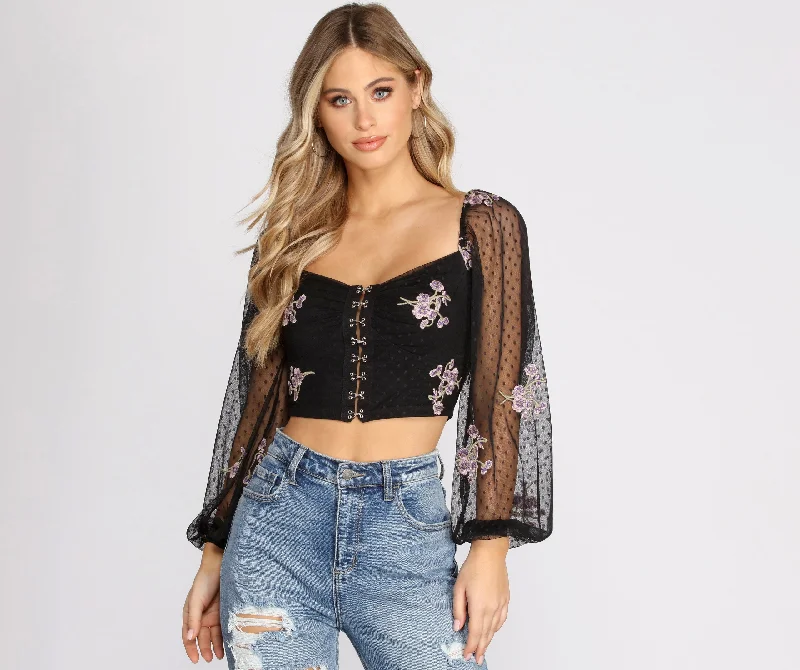 Sweet As Can Be Mesh Crop Top Elegant Women's 