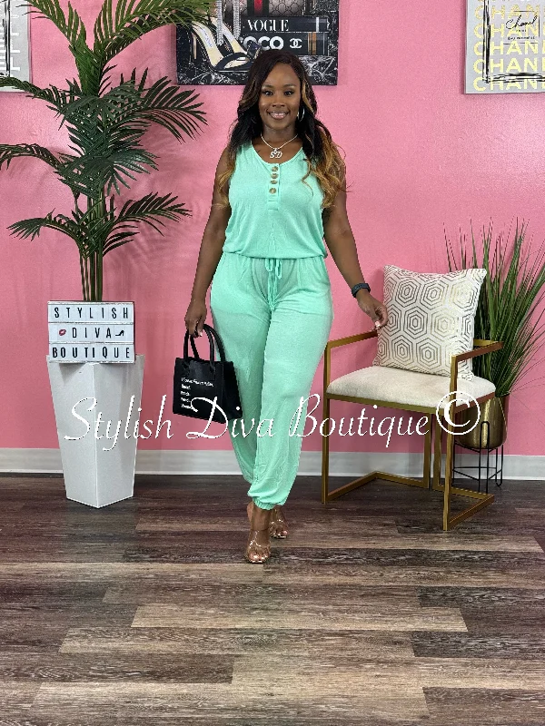 Weekend Sleeveless Jogger Jumpsuit up to 3XL (Green Mint) performance