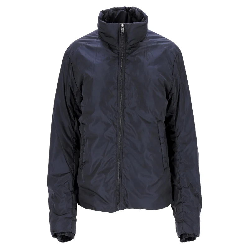 Prada Padded Down Jacket in Navy Blue Nylon Sustainable Organic