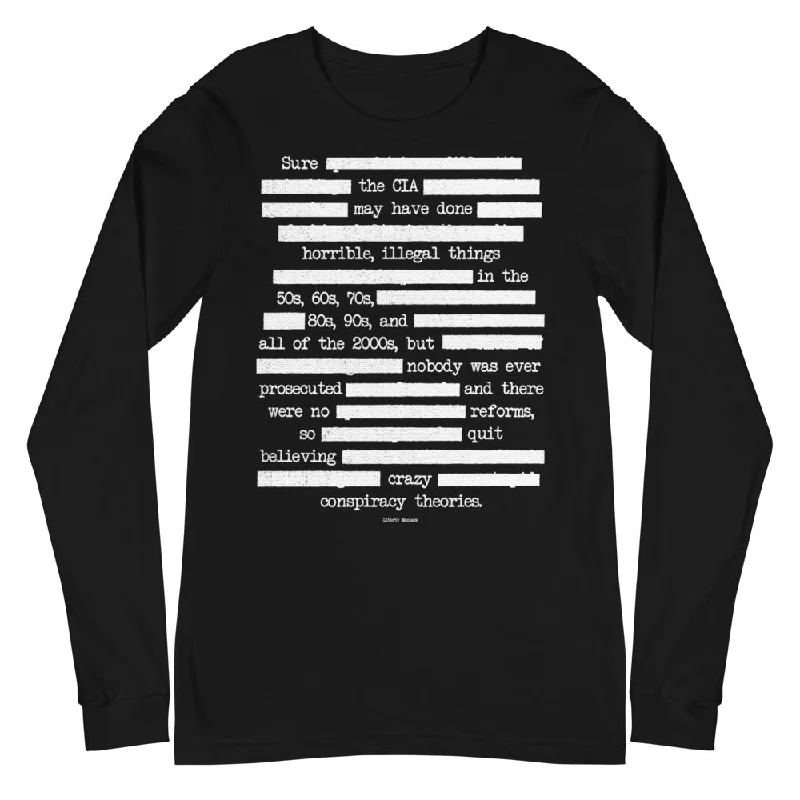 CIA Redacted Conspiracy Theories Unisex Long Sleeve Tee Cool Women's Skate