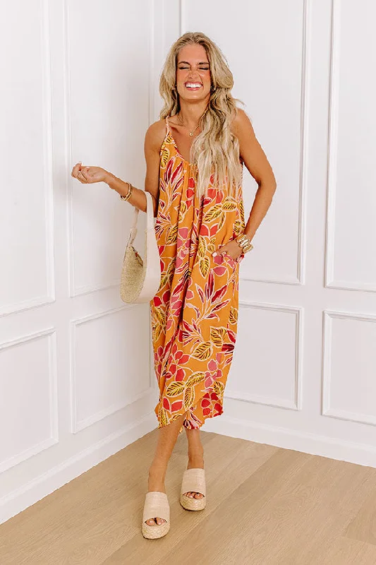 Vacay State Of Mind Jumpsuit in Orange Sporty Women's Athleisure 