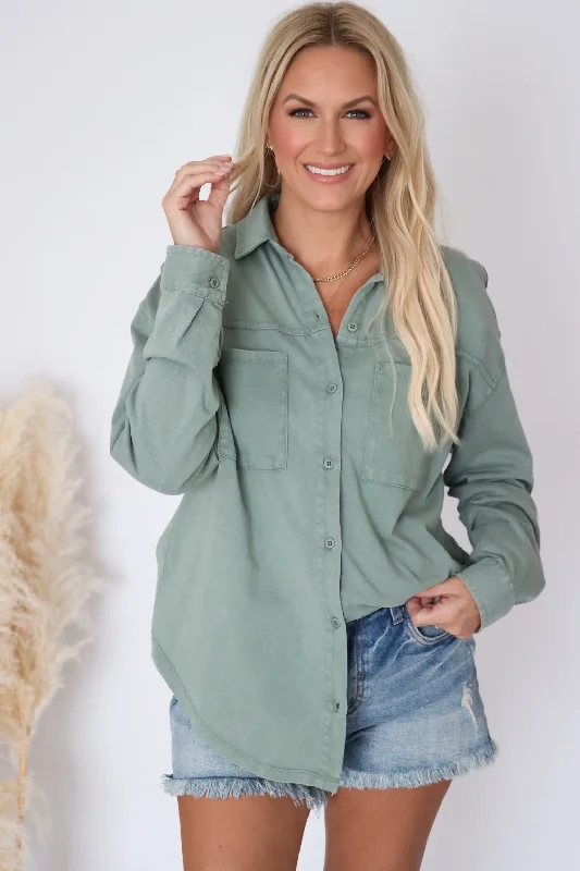 Niccola Button Up - Palm Green Sophisticated Women's Tailored