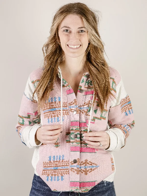 Pink and Aztec Hooded Jacket Confident Women's Power