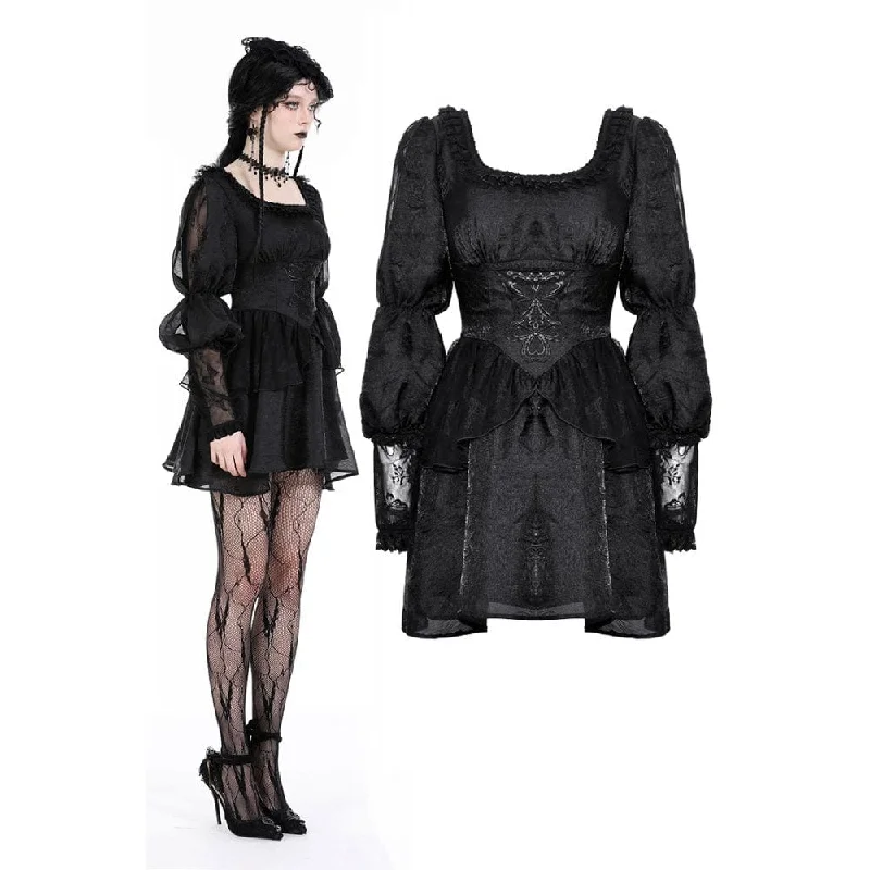 Women's Gothic Puff Sleeved Mesh Splice Dress Australian Beach