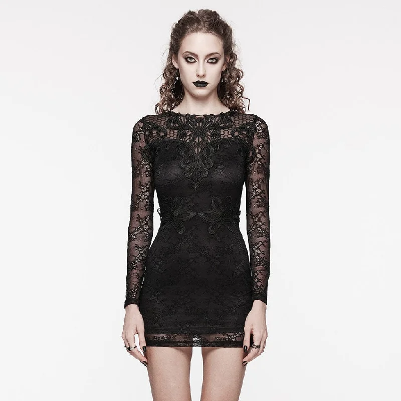Women's Gothic Floral Embroidered Lace Dress Gym