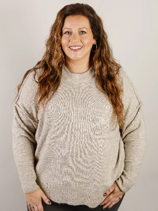 Heather Mocha Melange Pocket High Low Sweater Adventure