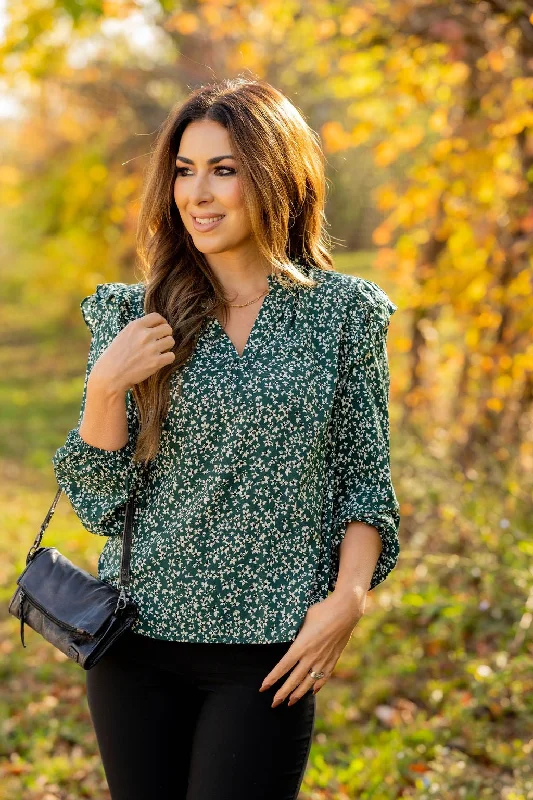 Mini Floral Double Flutter Shoulder Blouse Australian Beach