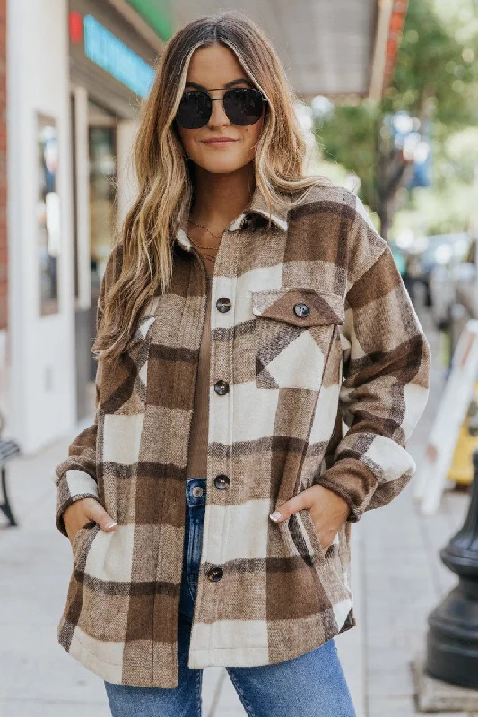 Karlie Brown Plaid Flannel Shacket Preppy Women's College