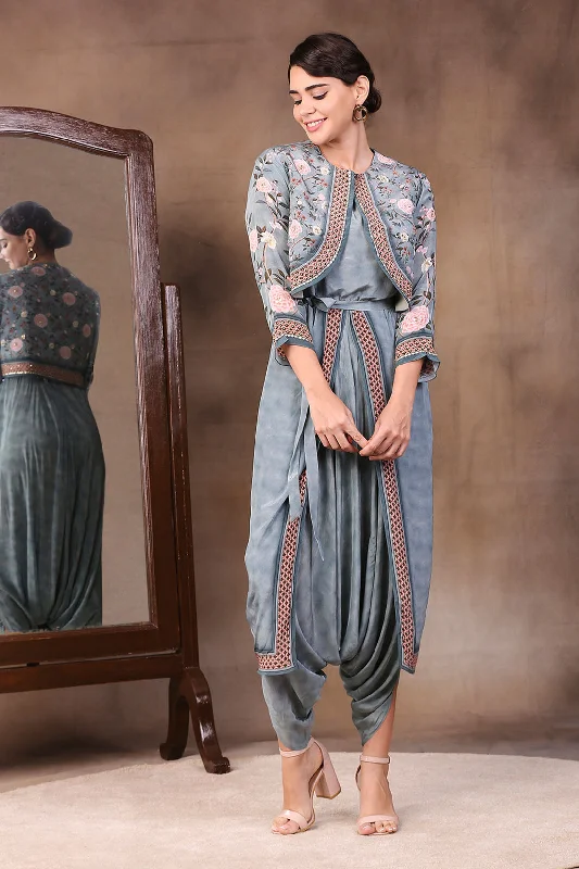 Vintage Trails Printed Dhoti Style Jumpsuit With Jacket Refined Women's 
