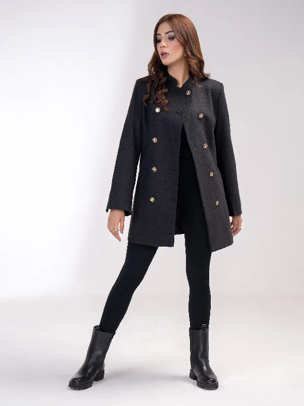 Classic Woolen Coat Polished Women's Silk