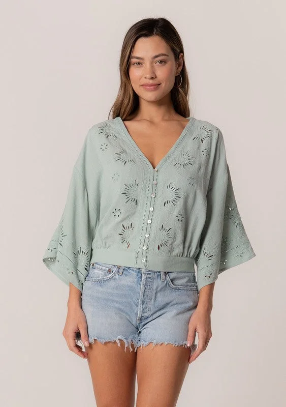 Along The Coast Eyelet Embroidered Blouse Top - Small - Final Sale Dapper Women's 1920S