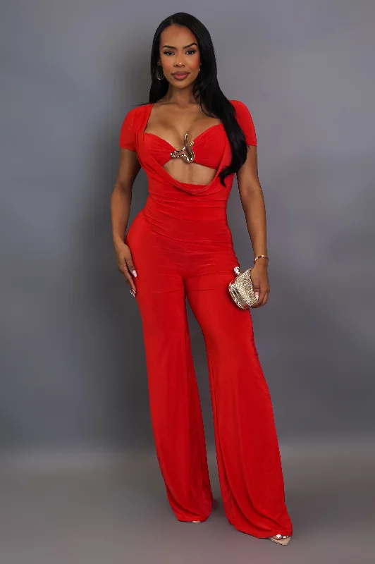 Back To You Jumpsuit - Red Dynamic Women's Moto