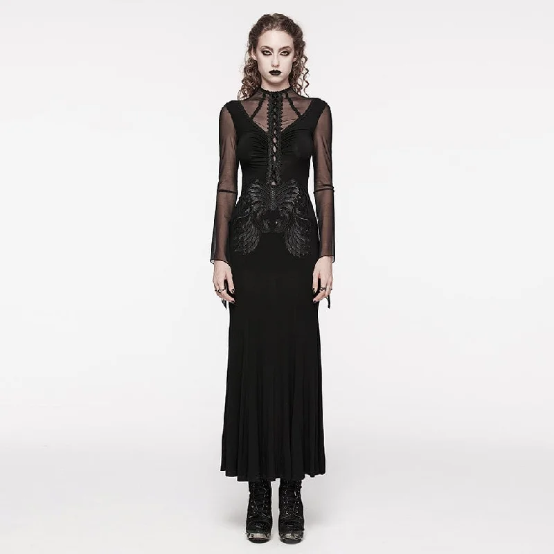 Women's Gothic Mesh Splice Fishtail Wedding Dress Street