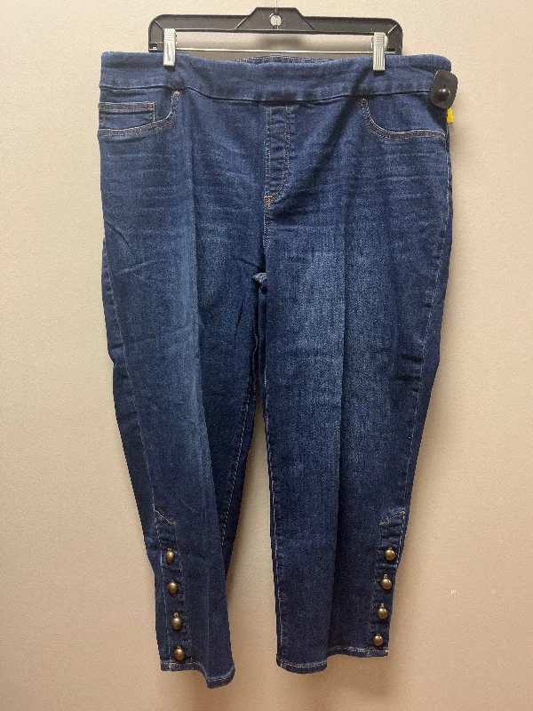 Jeans Cropped By Chicos In Blue Denim, Size: 18 Athletic Women's 